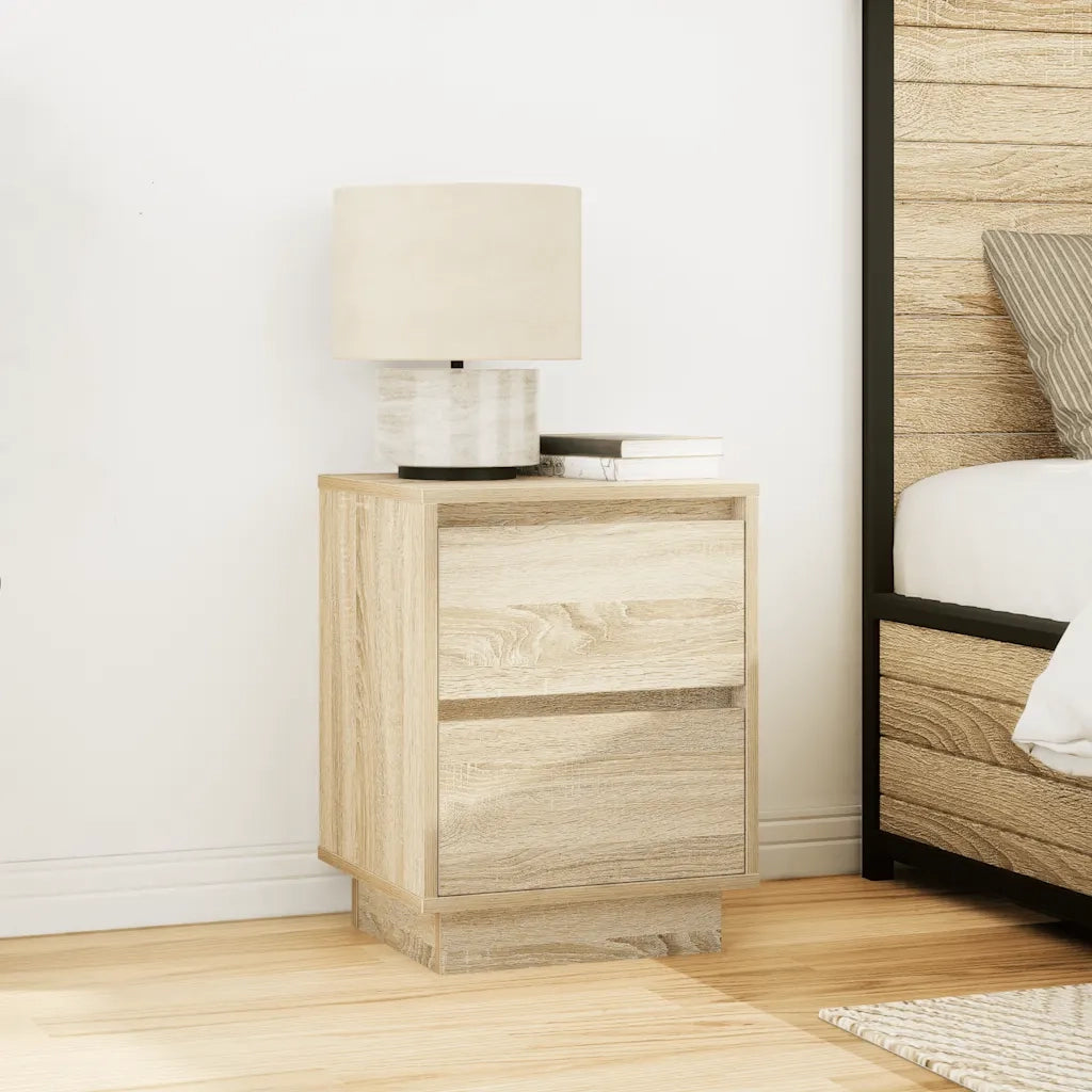Comodini con Luci a LED 2 pz Rovere Sonoma 38x34x50 cm