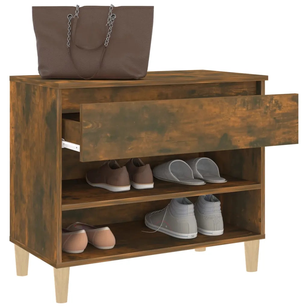 Scarpiera-Scaffale per scarpe Rovere Fumo 70x36x60 cm in Legno Multistrato 570339
