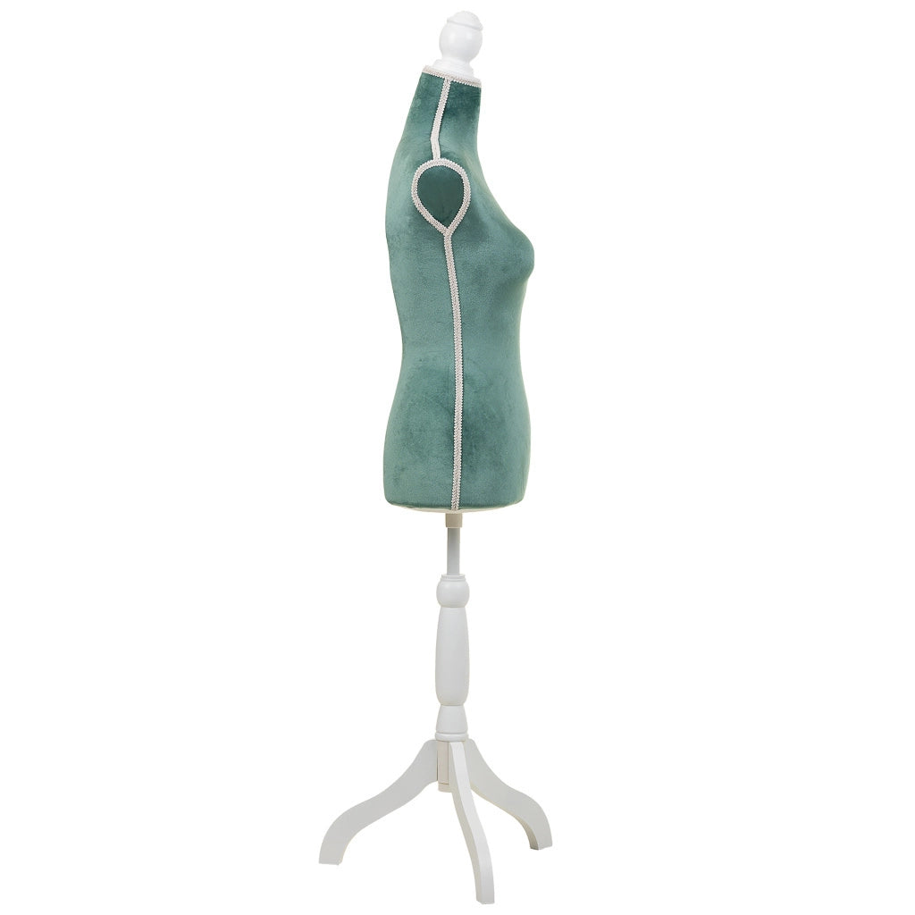 Manichino in legno e schiuma rivestito in tessuto blu 24x37,5x168h