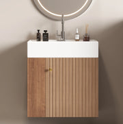 Mobile bagno con lavabo 69x52x32 cm; in MDF marrone; con anta a chiusura ammortizzata