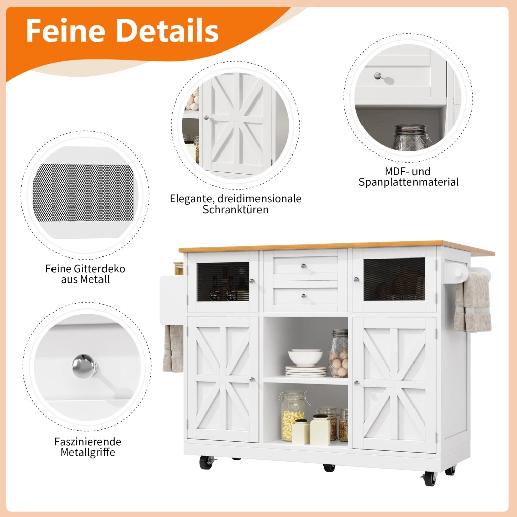 CARRELLO CUCINA 140x70x93,5 cm MDF Bianco