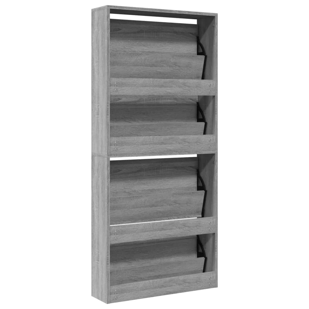 Scarpiera mobile contenitore per scarpe mobile ingresso/corridoio/soggiorno con specchio 4 ripiani finitura rovere Sonoma 63 x 17 x 134 cm grigio 02_0021888