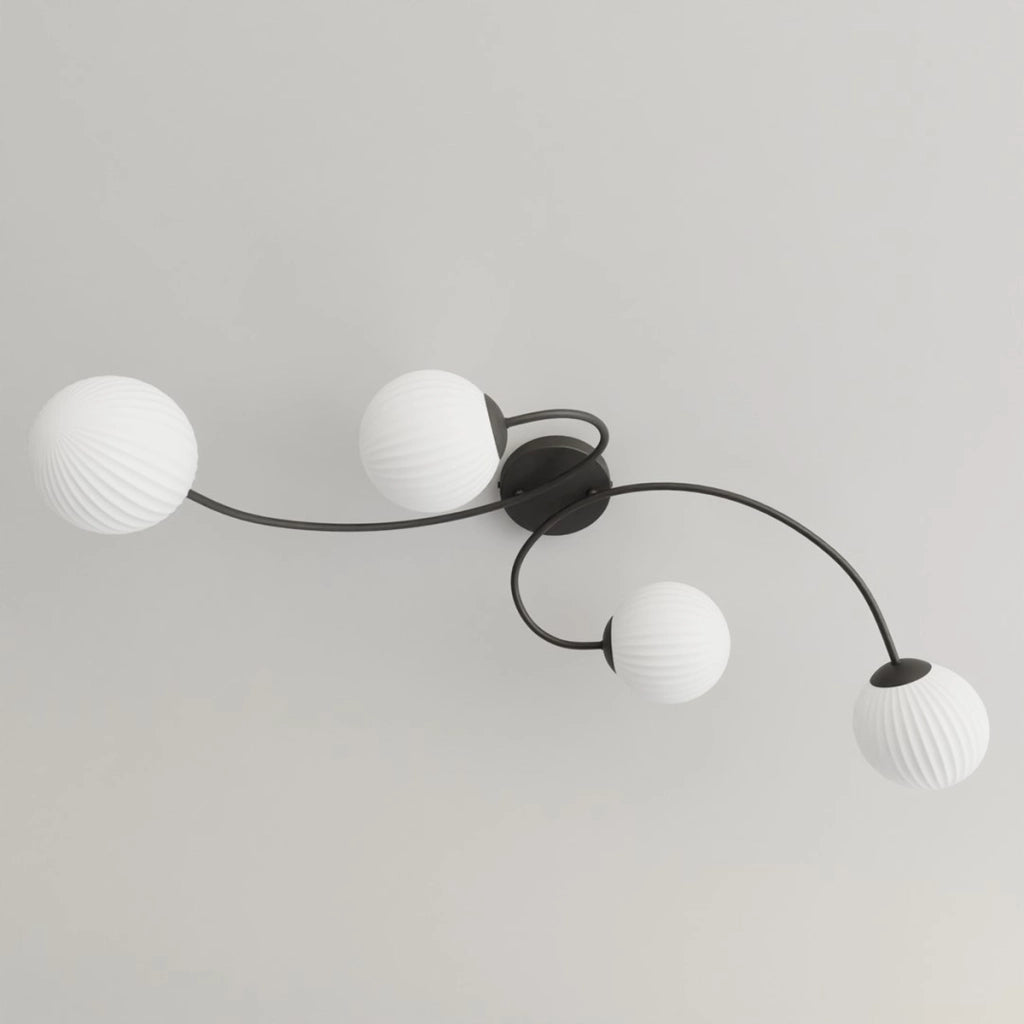 Lampada a sospensione Vibra in acciaio nero e vetro