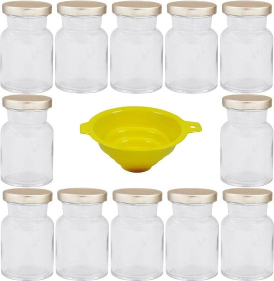 Contenitori per erbe - contenitori per conservazione 150 ml con chiusura argentata - contenitori in vetro a chiusura a vite rotonda - contenitori per conserve - contenitori per conserve con coperchio