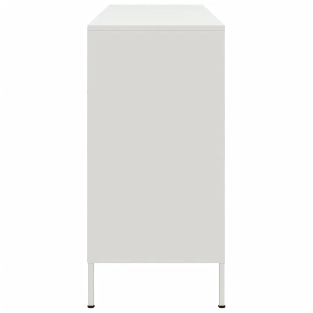 Buffet credenza cassettiera armadio mobile contenitore organizer per cucina soggiorno salotto 100,5 x 39 x 79 cm acciaio bianco 02_0030149
