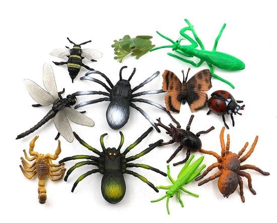 Set di insetti realistici 12 pezzi - Giocattoli educativi - Esperienza tattile - Materiale plastico ecosostenibile - Adatto per bambini piccoli - Giocattoli insetti