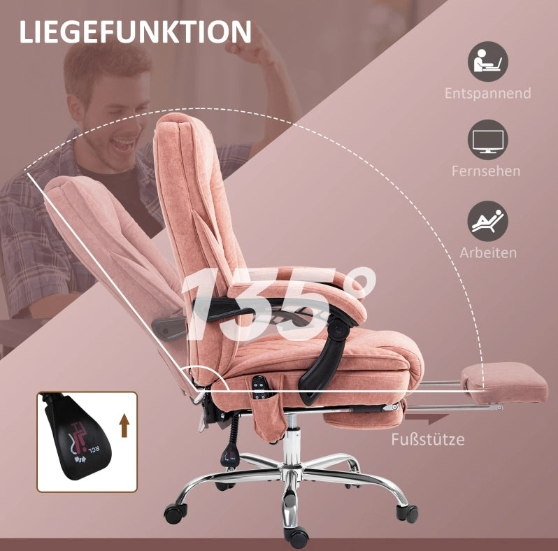 Sedia da ufficio ergonomica con massaggio e calore, rosa