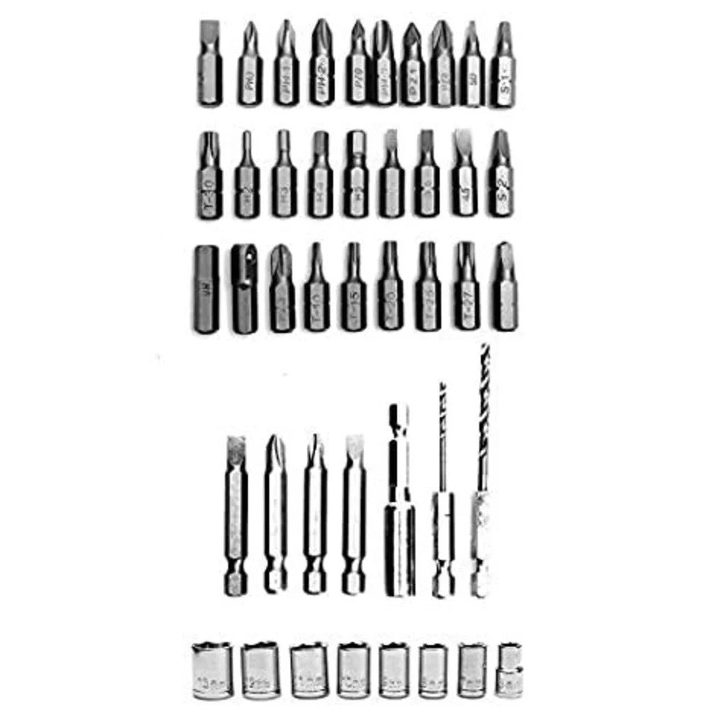 Trade Shop - Avvitatore Cacciavite Elettrico A Batteria Trapano Con 38 Punte E Torcia Led -
