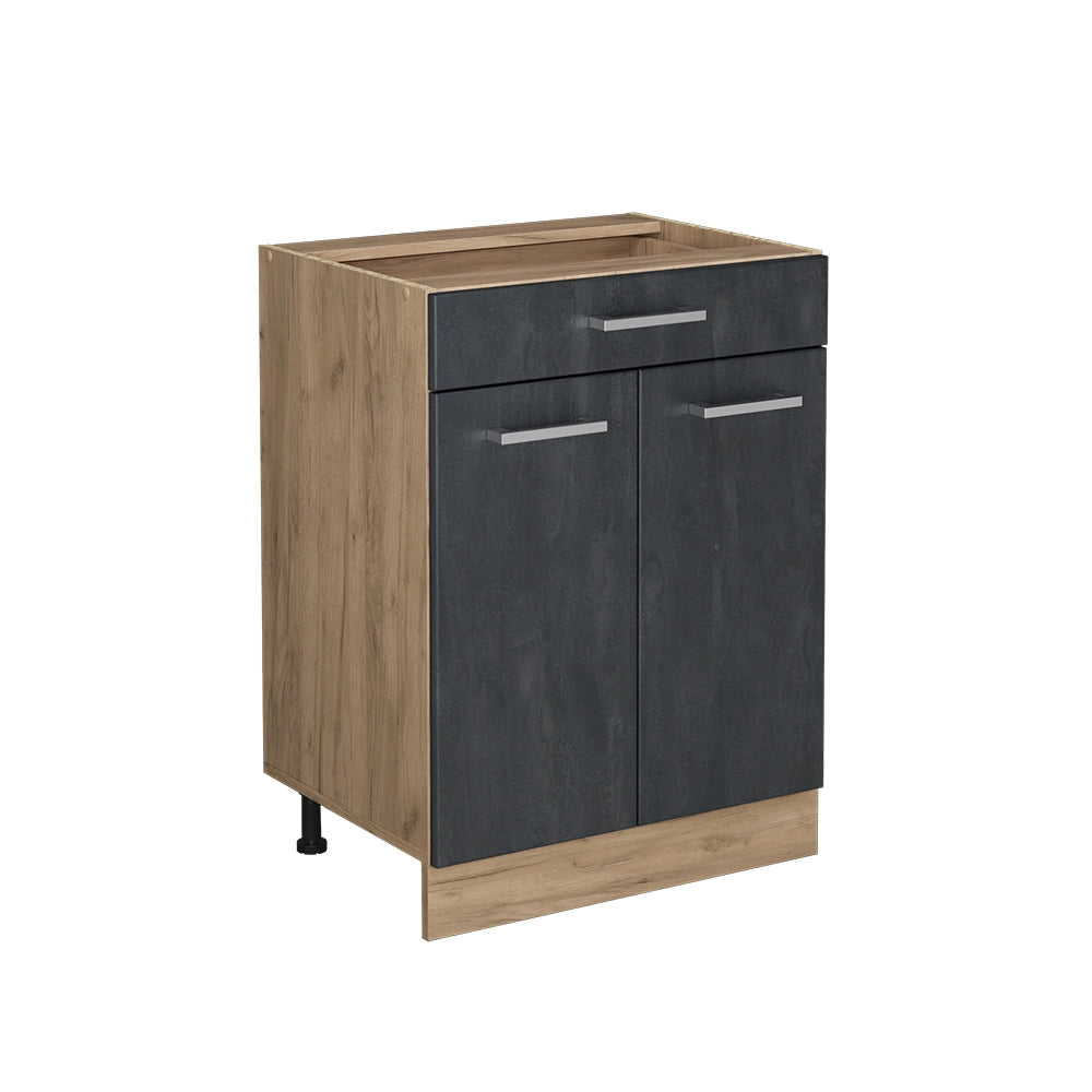 Vicco Mobiletto base per cucina Calcestruzzo nero 60 cm senza piano di lavoro