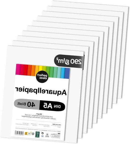 Papier aquarello DIN A5, 40 fogli, FSC 290 g, blocco da disegno e pittura