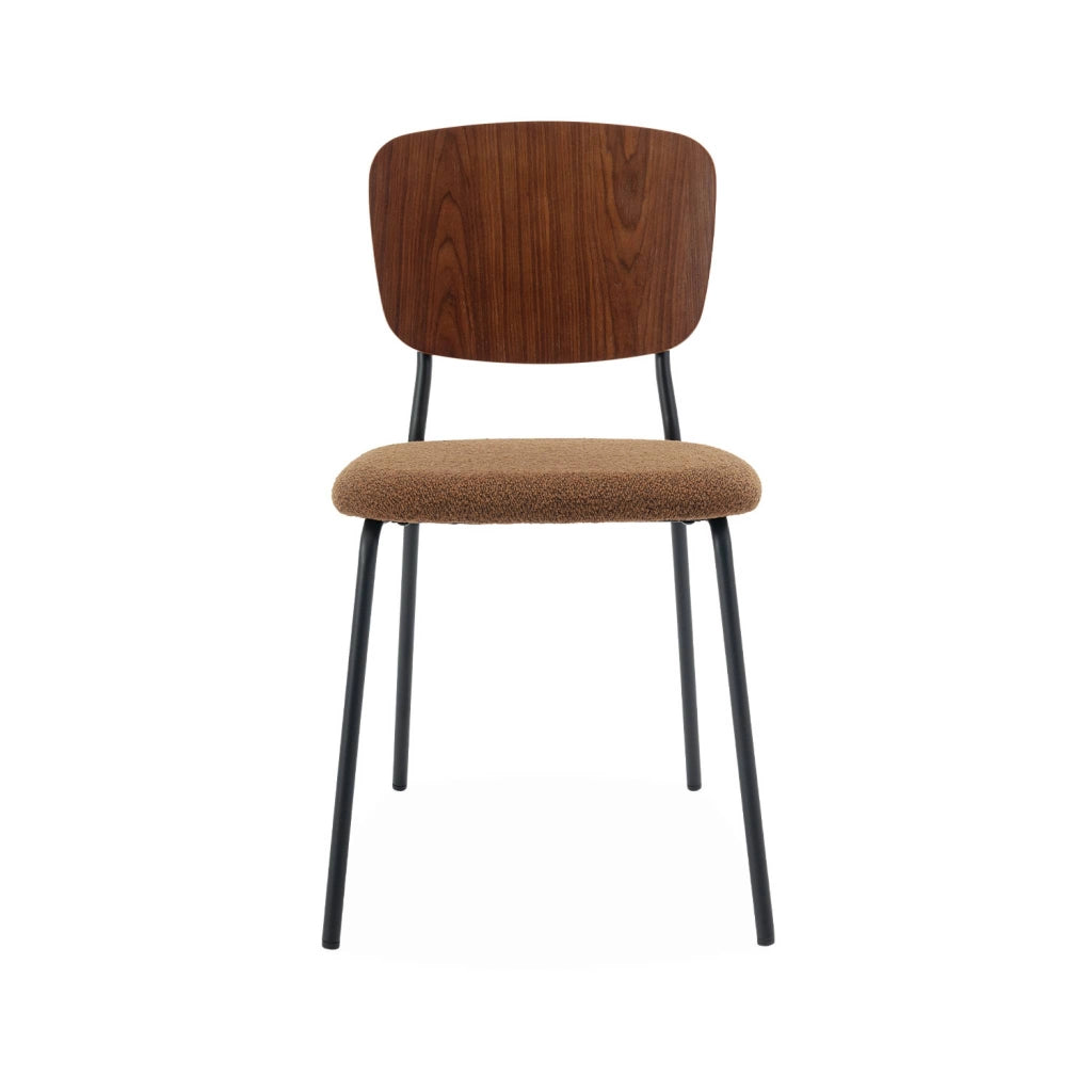 Set 2 sedie bouclé struttura in legno con gambe in metallo, mostarda