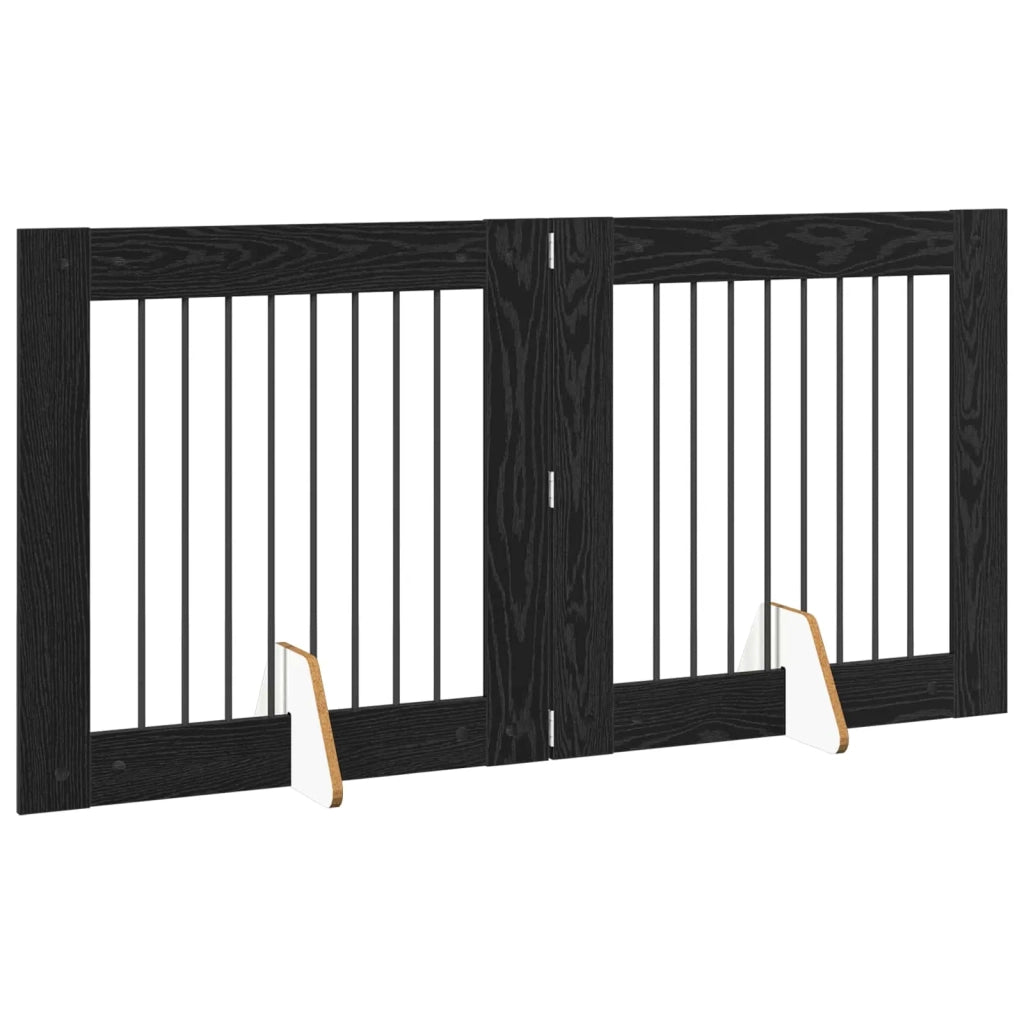 Cancello per cani con supporti 2 pz Rovere Nero 80 x 80 cm CFW9024312
