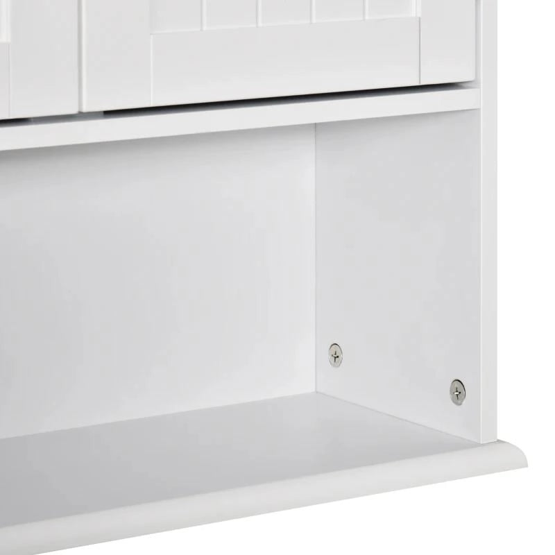 MOBILE BAGNO SOSPESO CON ARMADIETTO A 2 ANTE E RIPIANO APERTO, MENSOLA INTERNA REGOLABILE, BIANCO