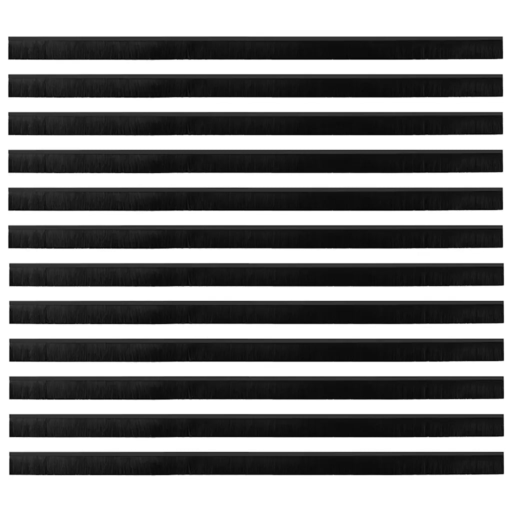 Spazzole per porte a vite 12 pcs Nero 100 cm Lega di alluminio