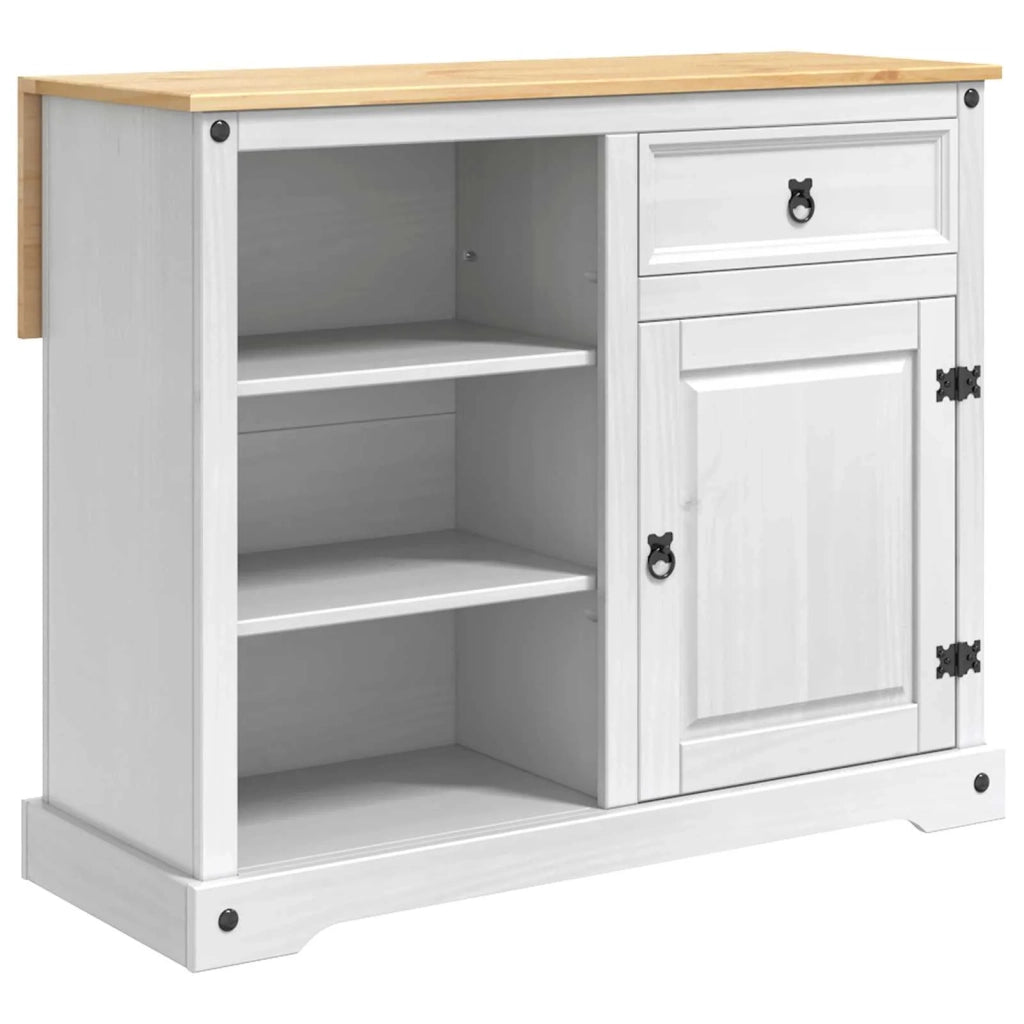 Set isola da cucina 3 pz Bianco e Cera di Miele Pino Massello 3425401