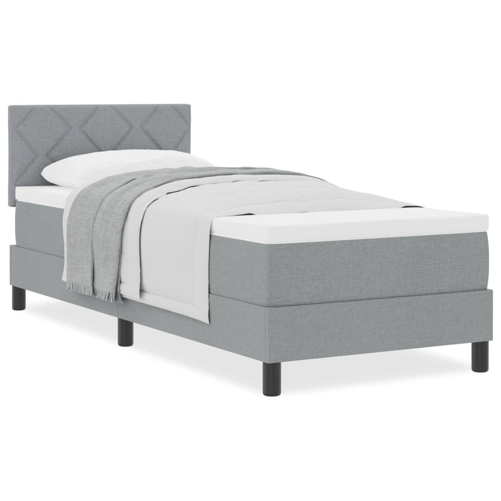 Letto a Molle con Materasso Grigio Chiaro 80x200 cm Tessuto