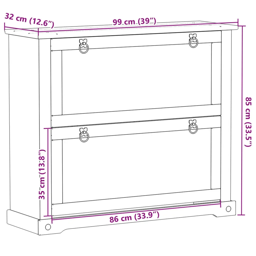 Scarpiera | Mobile per scarpe Corona 99x32x85 cm in Legno Massello di Pino