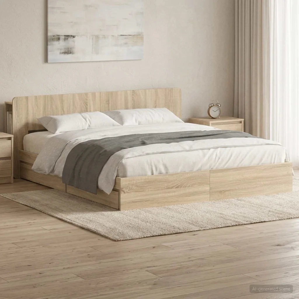 Telaio del letto con storage Rovere Sonoma 180 x 200 cm