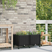 Vaso da Giardino con Ruote Nero 80 x 40 x 44 cm PP 3422960