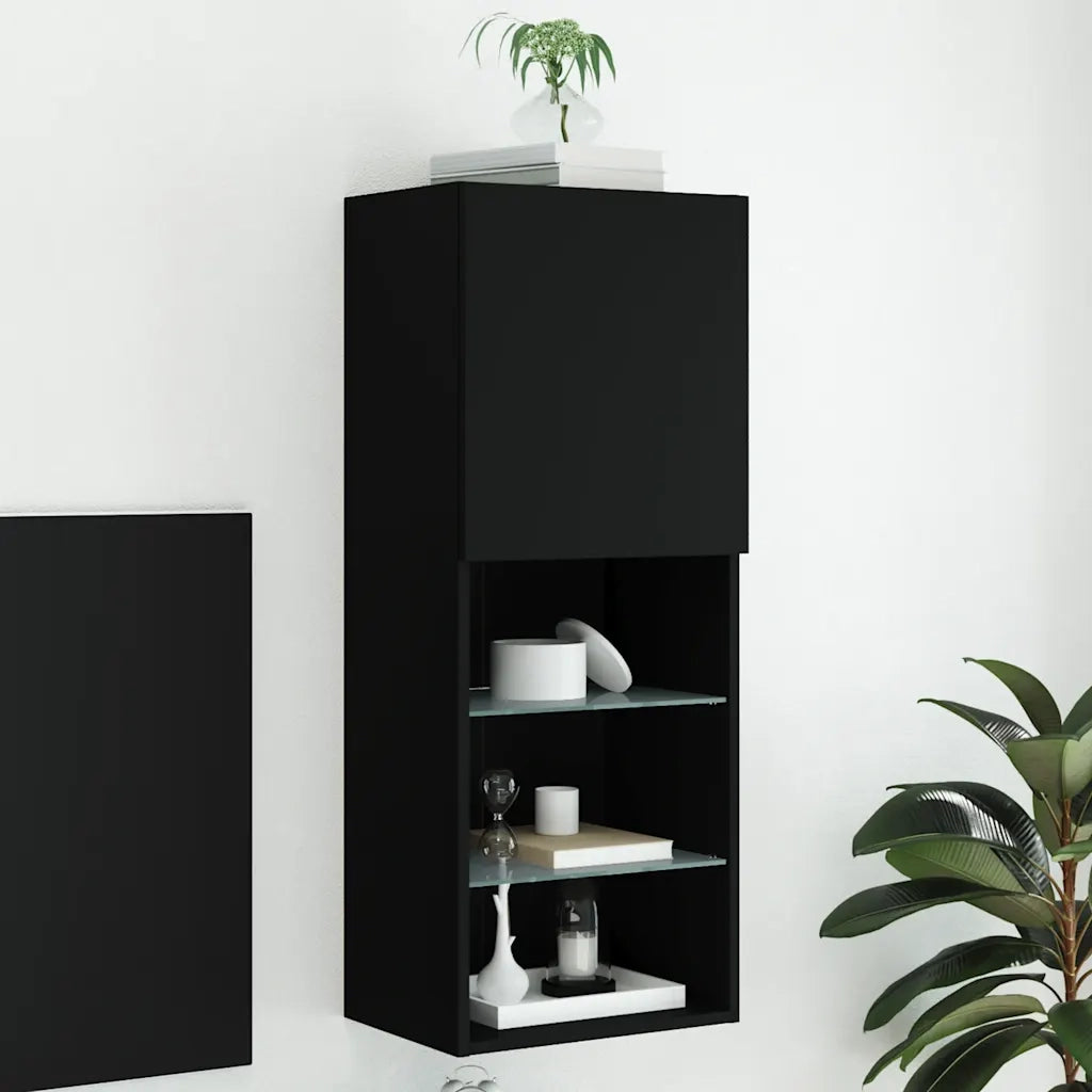 Mobile TV con Luci LED-Credenza TV-Console TV Nero 40,5x30x102 cm