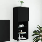 Mobile TV con Luci LED-Credenza TV-Console TV Nero 40,5x30x102 cm