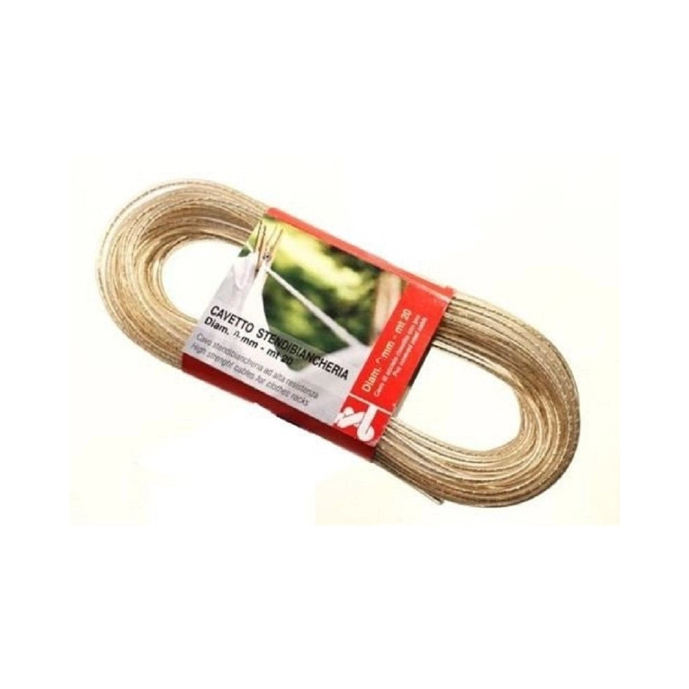 Trade Shop - Corda Stendibiancheria 20mt 5mm Diametro Bucato Panni Acciaio Plastificato Cavo -