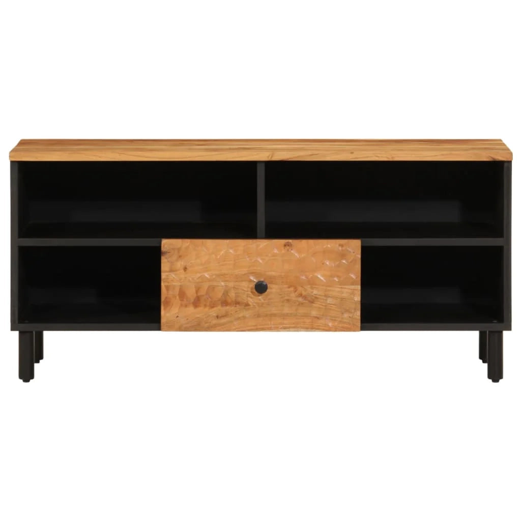 Mobile TV multimediale mensola TV credenza TV per sala da pranzo soggiorno camera da letto 100 x 33 x 46 cm legno massello di acacia marrone 02_0025443