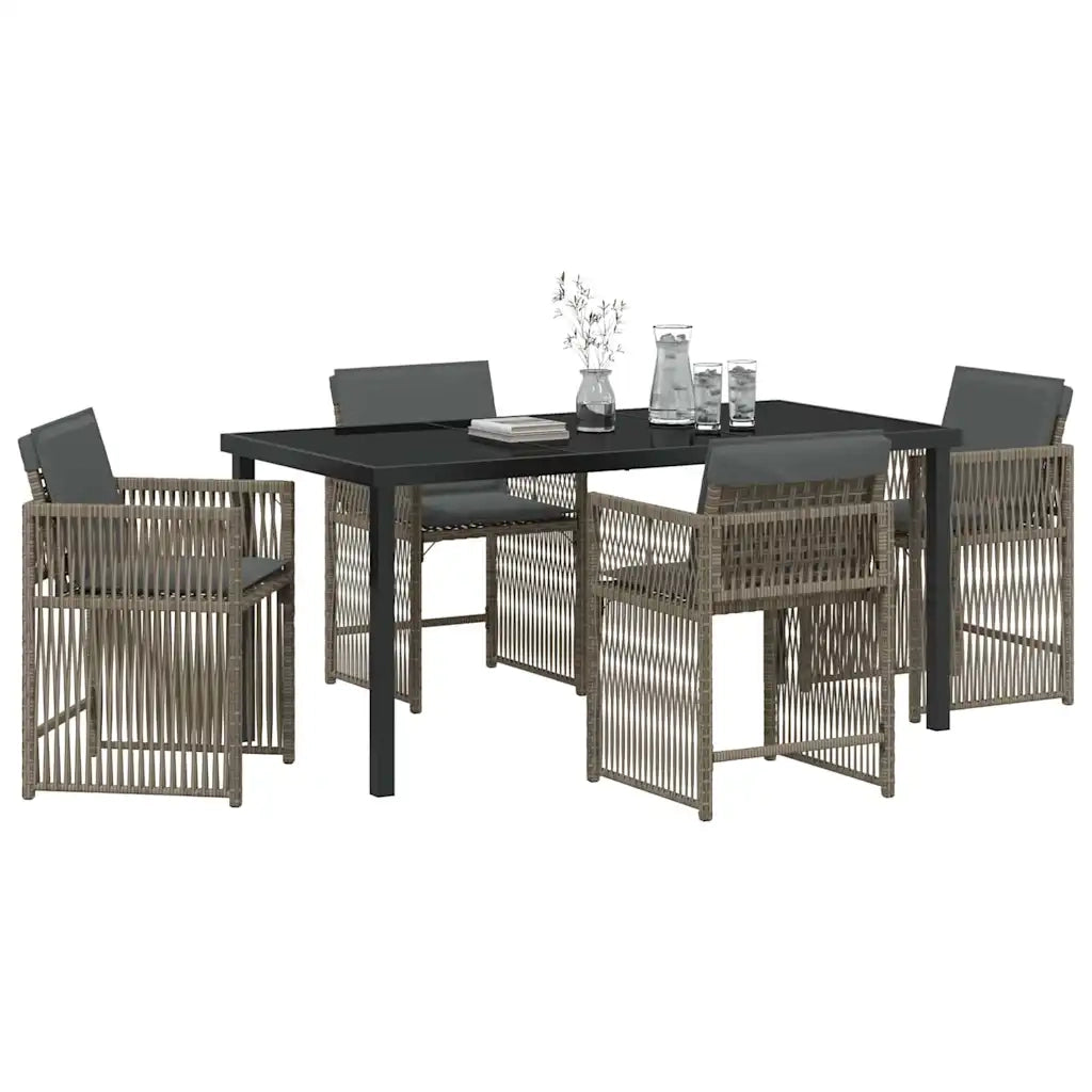 Set da Pranzo per Giardino 5 pcs Grigio polyrattan 3380779