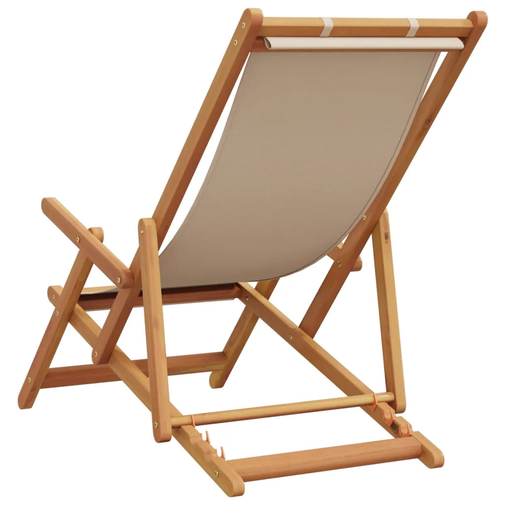 vidaXL Sedie da Spiaggia Pieghevoli 2 pz Beige in Tessuto e Legno