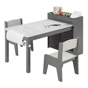 Set tavolo e sedie per bambini 100 x 50,5 x 58 cm con pratico portarotolo in MDF grigio 20_0017199