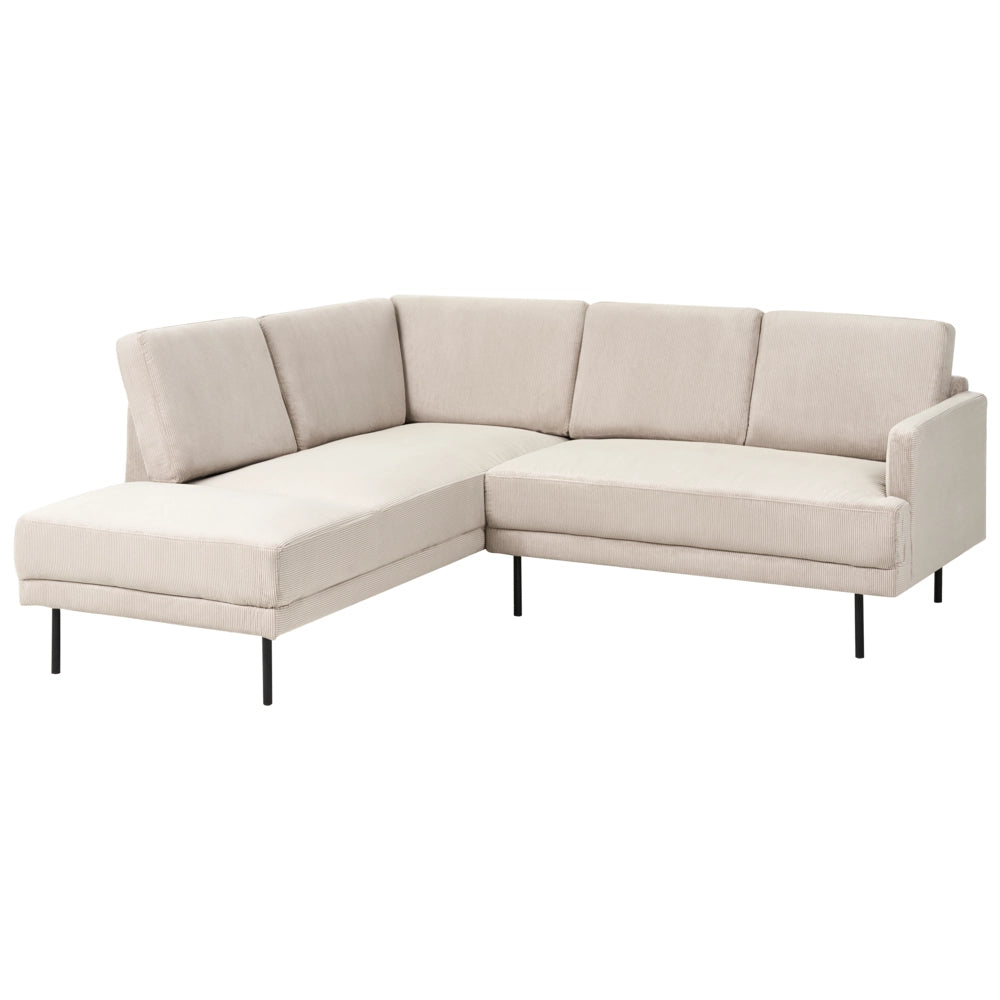 Divano imbottito angolare destro 4 posti con gambe in metallo beige Schienale imbottito stile moderno e minimalista