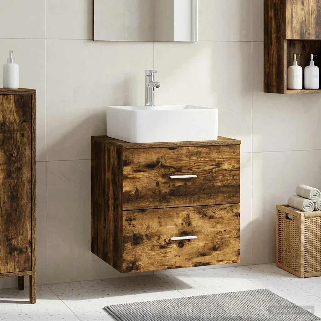 Mobile Lavabo | Armadio Lavabo da Parete Rovere Fumo 53 x 34,5 x 63 cm