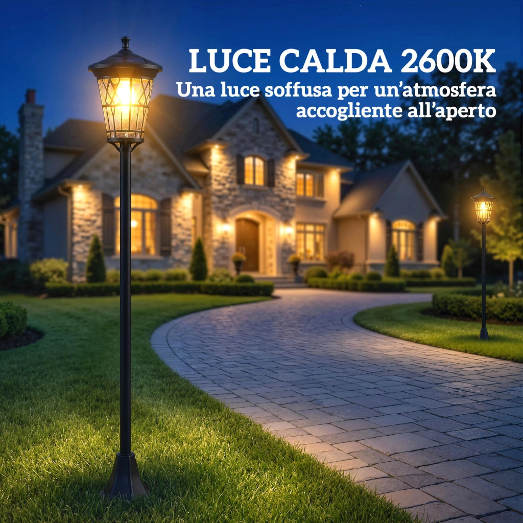 Lampioni Solari da Giardino Set 2 Pezzi ¨C zephmum ¨C Acciaio Inox 186 cm