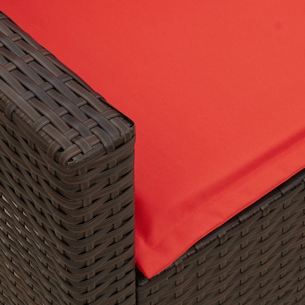 Divano da Giardino con Cuscini in Polyrattan Marrone
