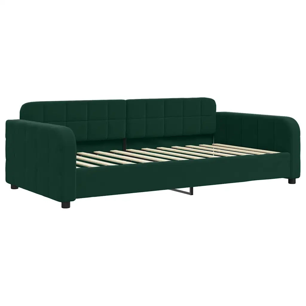 Divano Letto Estraibile Cassetti Verde Scuro 100x200cm Velluto 3196986
