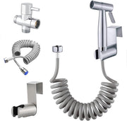 Bidet con doppio valvola G1/2 pollici - Doccia bidet con getto - In acciaio inossidabile - Tubo 1,5 m - Chiave a tre vie - Materiali di alta qualità
