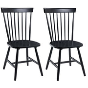 Set di 2 sedie da pranzo in legno di gomma Nero rustico vintage con schienale alto dipinto da soggiorno