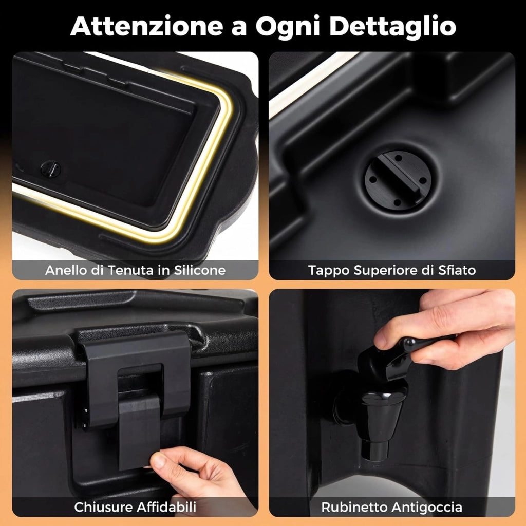Distributore di Bevande Isolato da 16,5 L, Contenitore Isotermico per Distribuzione Bevande Calde e Fredde con Rubinetto e Maniglia, per Tè, Caffè e Acqua, per Bar, Buffet e Festa