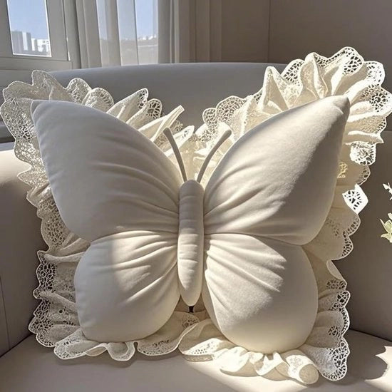 Cuscino a forma di farfalla con imbottitura in velluto, con supporto per il sedere per divano, letto, ufficio e auto - Beige