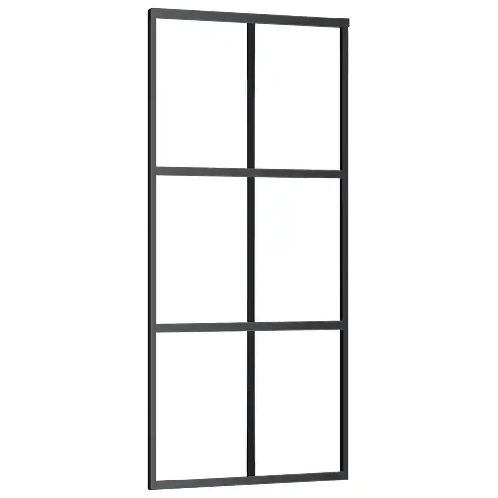 Porta Scorrevole con Ferramenta Nera 90x205 cm in Vetro ESG 3375925