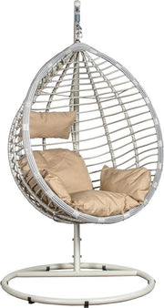 Sedia a Sospensione Cocoon Rotonda in Metallo Bianco 117x106x198cm