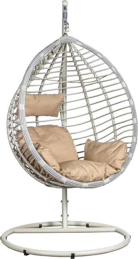 Sedia a Sospensione Cocoon Rotonda in Metallo Bianco 117x106x198cm