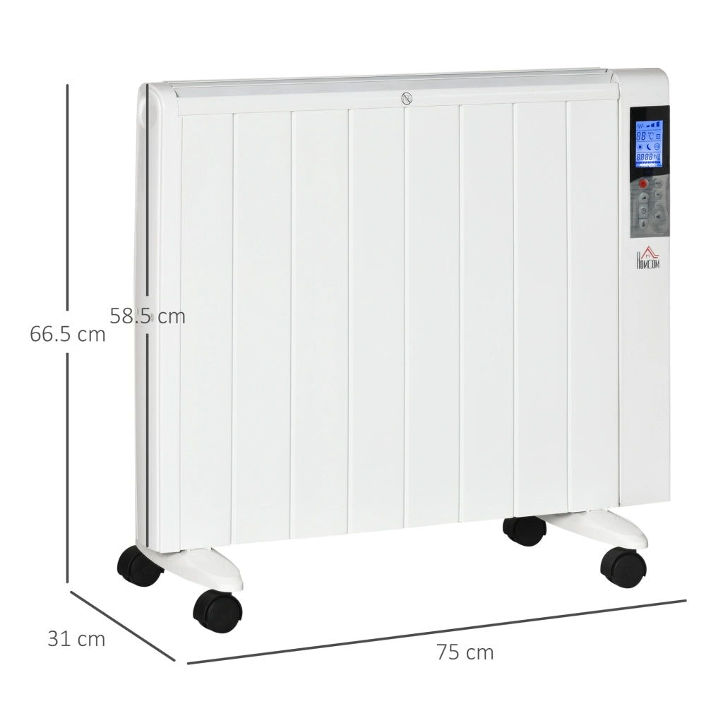 Stufetta Elettrica da 1000/2000W con Timer e Impostazioni di Calore per Stanze max 15 m2, 75x31x66.5 cm, Bianco