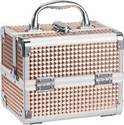 Scatola Cosmetica Portatile con Specchio - Rosso Oro (19,5 x 15 x 16 cm)