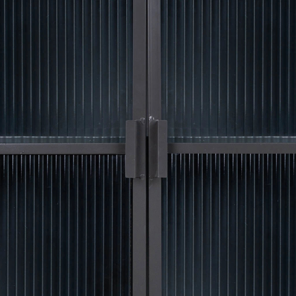 Credenza in metallo nero e legno 102x33x79,5h
