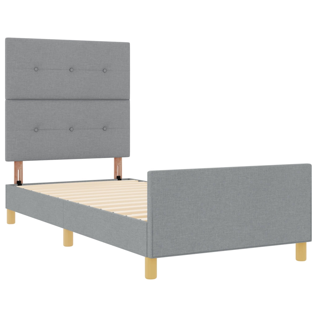 Struttura del letto in tessuto grigio chiaro 80x200 cm