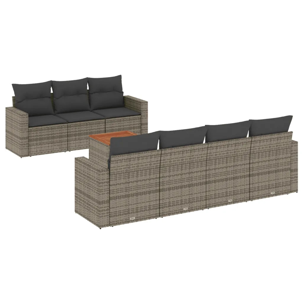 Set Divano da Giardino 8 pz con Cuscini Grigio in Polyrattan 3256361