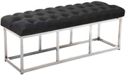 Panca AMUN in tessuto e acciaio inox grigio scuro,120 cm