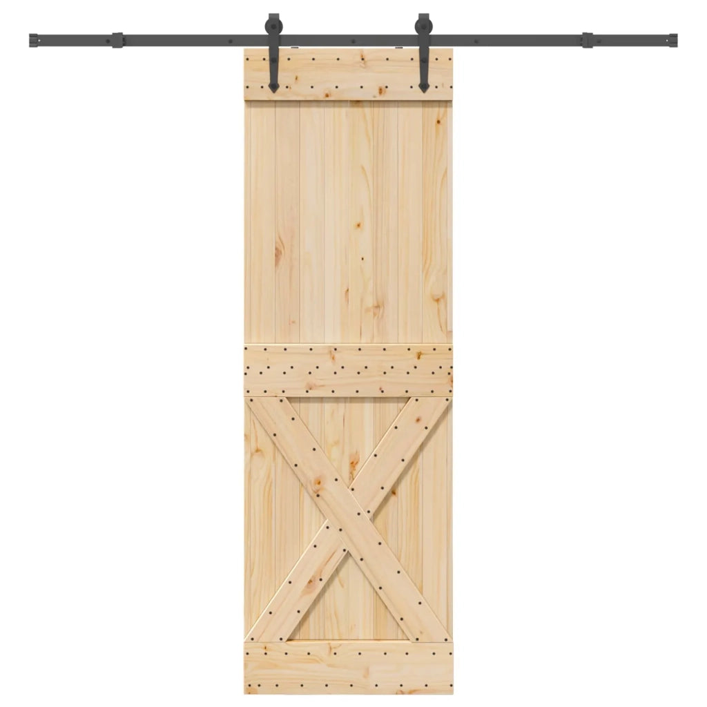 Porta scorrevole NARVIK Naturale e Nero 70 x 210 cm (213,5 cm)