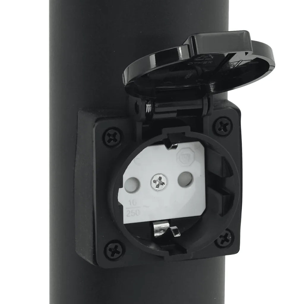 Lampada a paletto con sensore e presa 80 cm Nera IP44 4006123